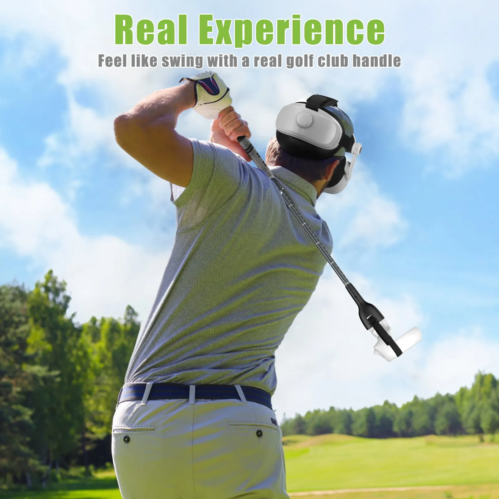 YOGES VR Q6 Golf Handle Compatible with Meta Quest 2 Controller,  Adjustable Length Grip for Golf  , Golf 5 eClub