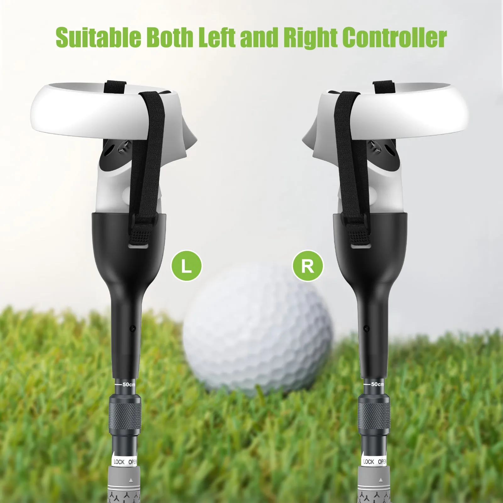 YOGES VR Q6 Golf Handle Compatible with Meta Quest 2 Controller,  Adjustable Length Grip for Golf  , Golf 5 eClub